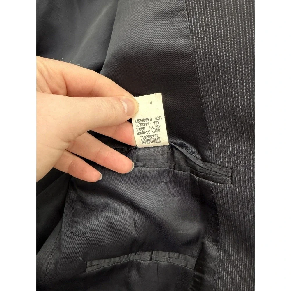 Calvin Klein Mens Size 42R Slim Fit Blue Wool Sport Coat‎ Blazer Pinstripe